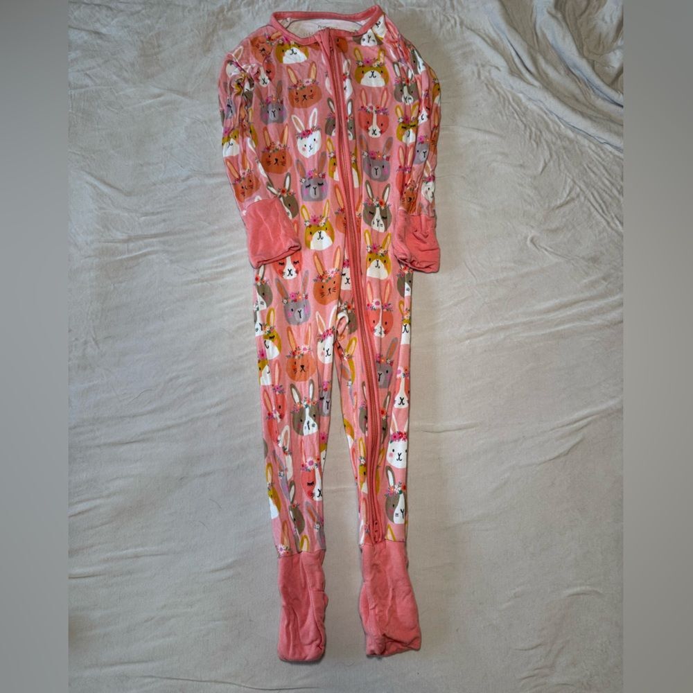 Little Sleepies Limited Edition Rare Boho Bunnies Pink Zippies Pajamas
